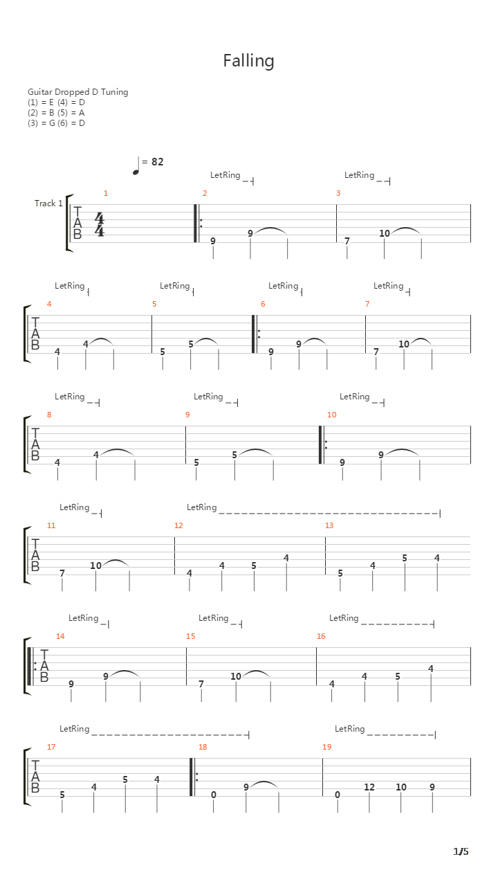 Falling吉他谱