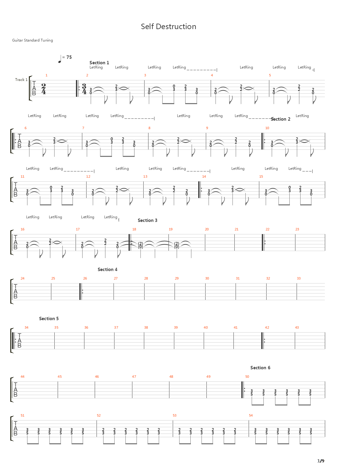 Self Destruction吉他谱