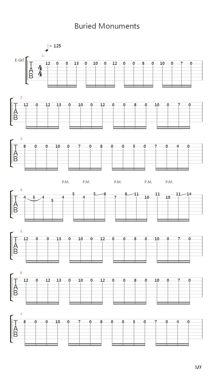 Buried Monuments吉他谱