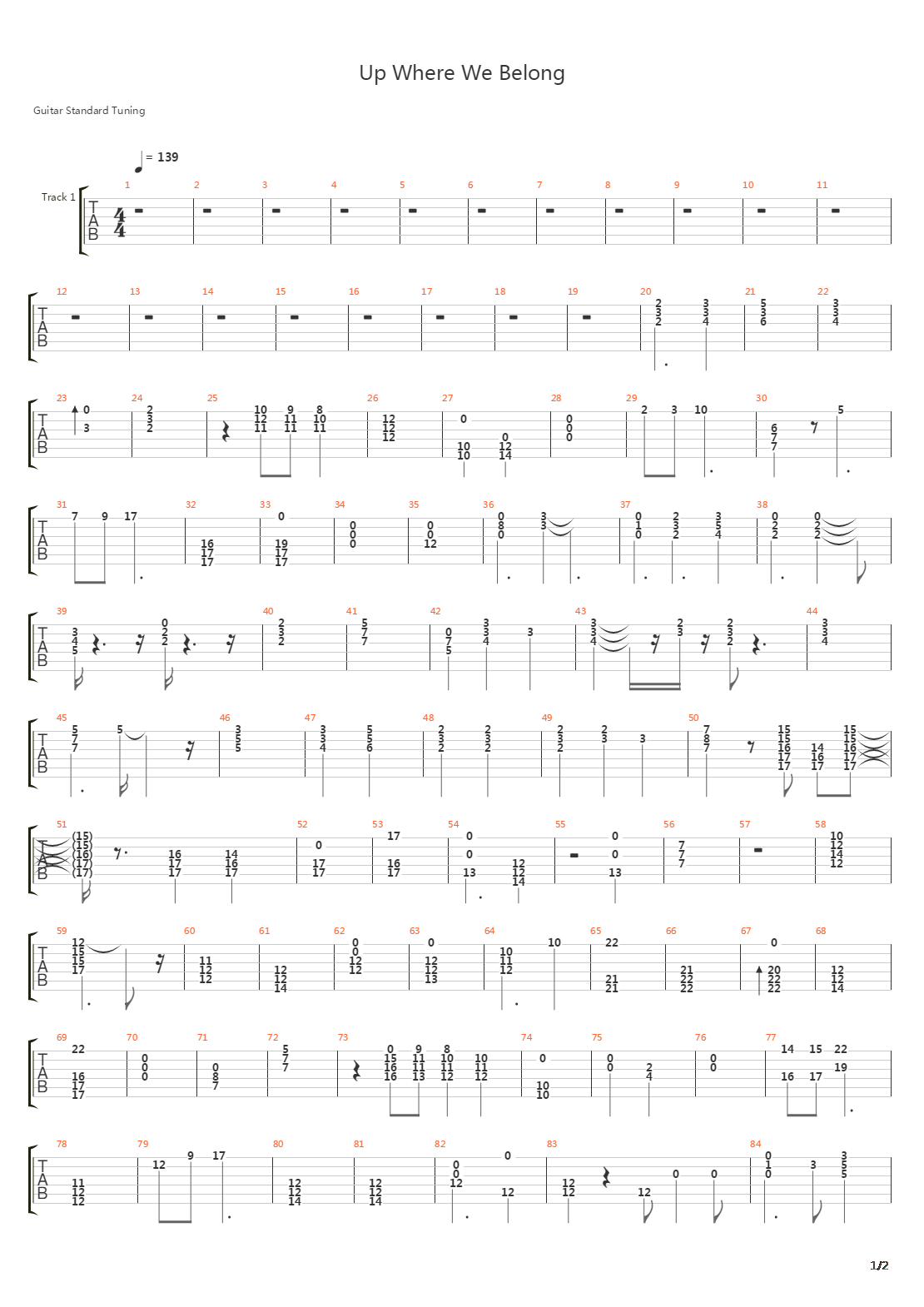 Up Where We Belong吉他谱