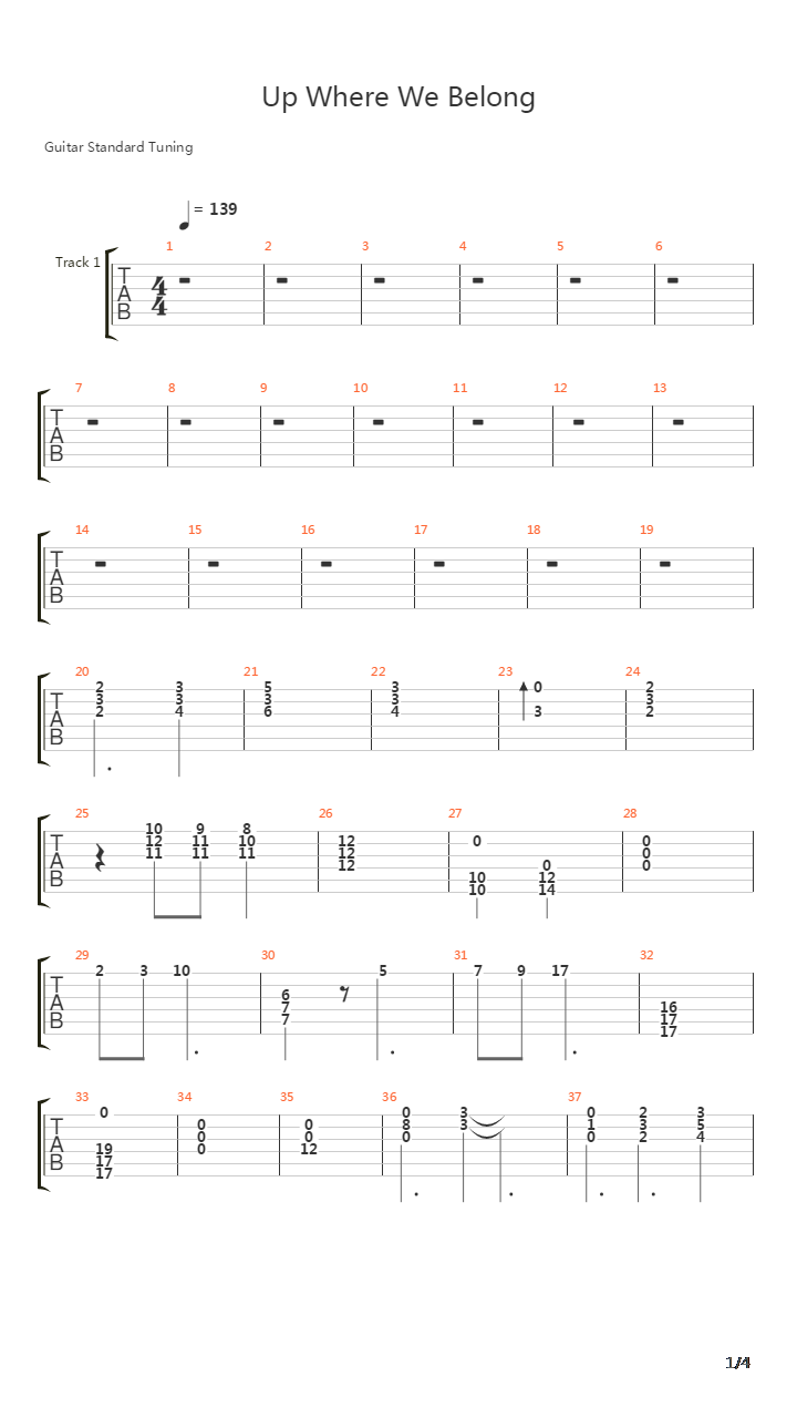 Up Where We Belong吉他谱