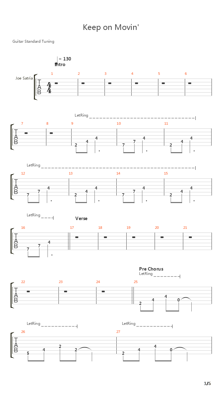 Keep On Movin吉他谱