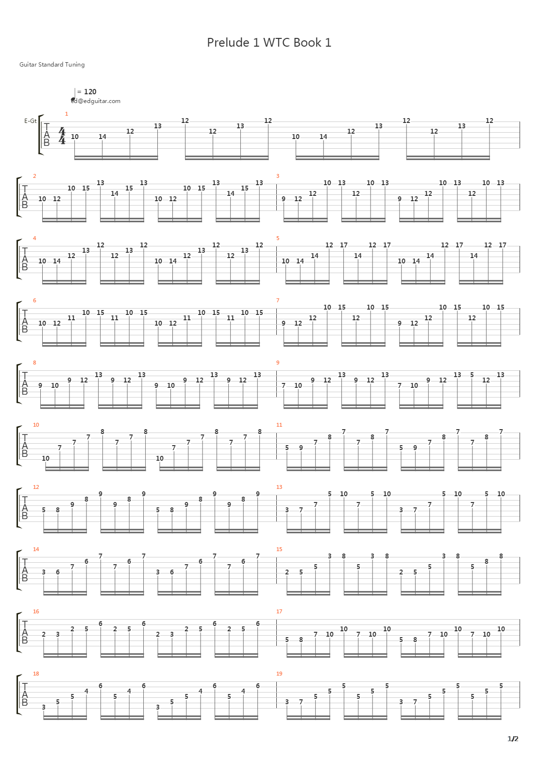 Wtc Prelude No 1 Book 1吉他谱