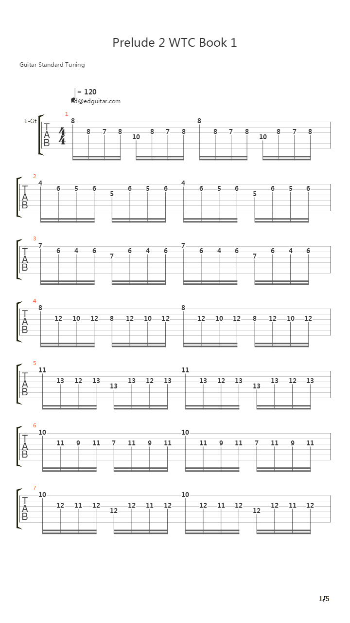 Wtc Prelude No2 Book 1吉他谱