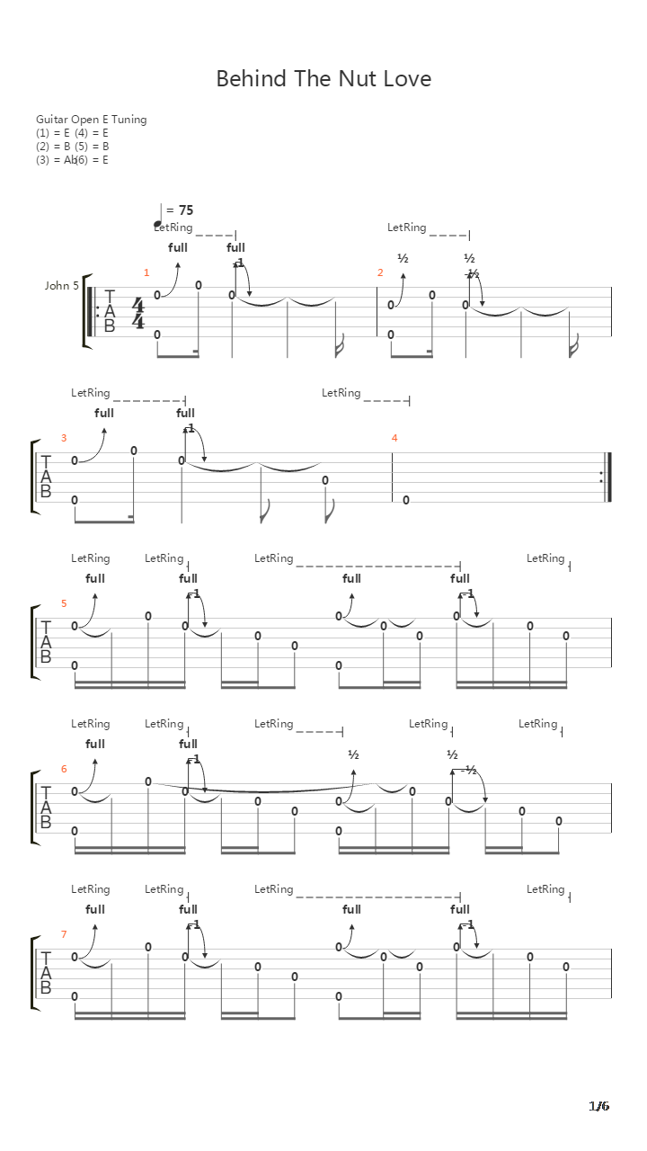 Behind The Nut Love吉他谱