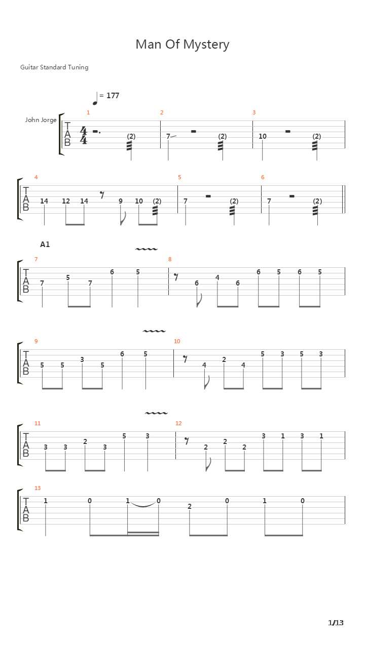 Man Of Mystery吉他谱