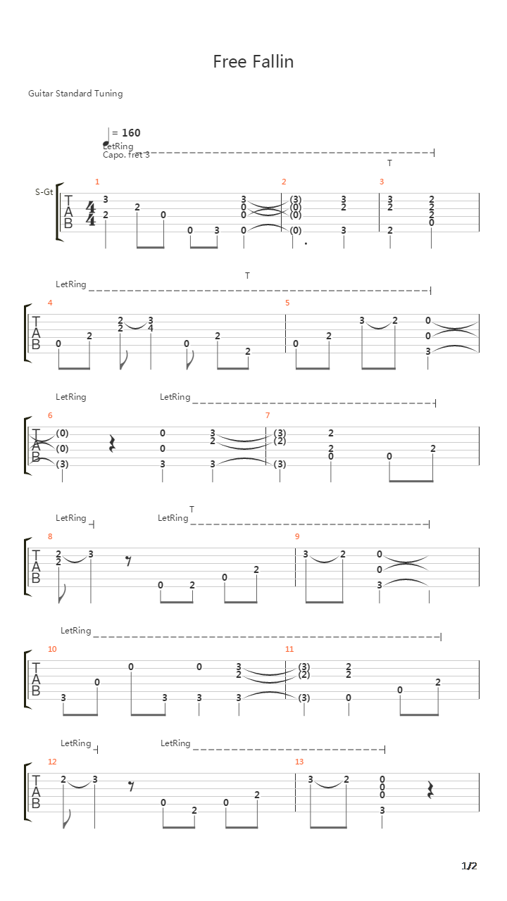 Free Fallin吉他谱