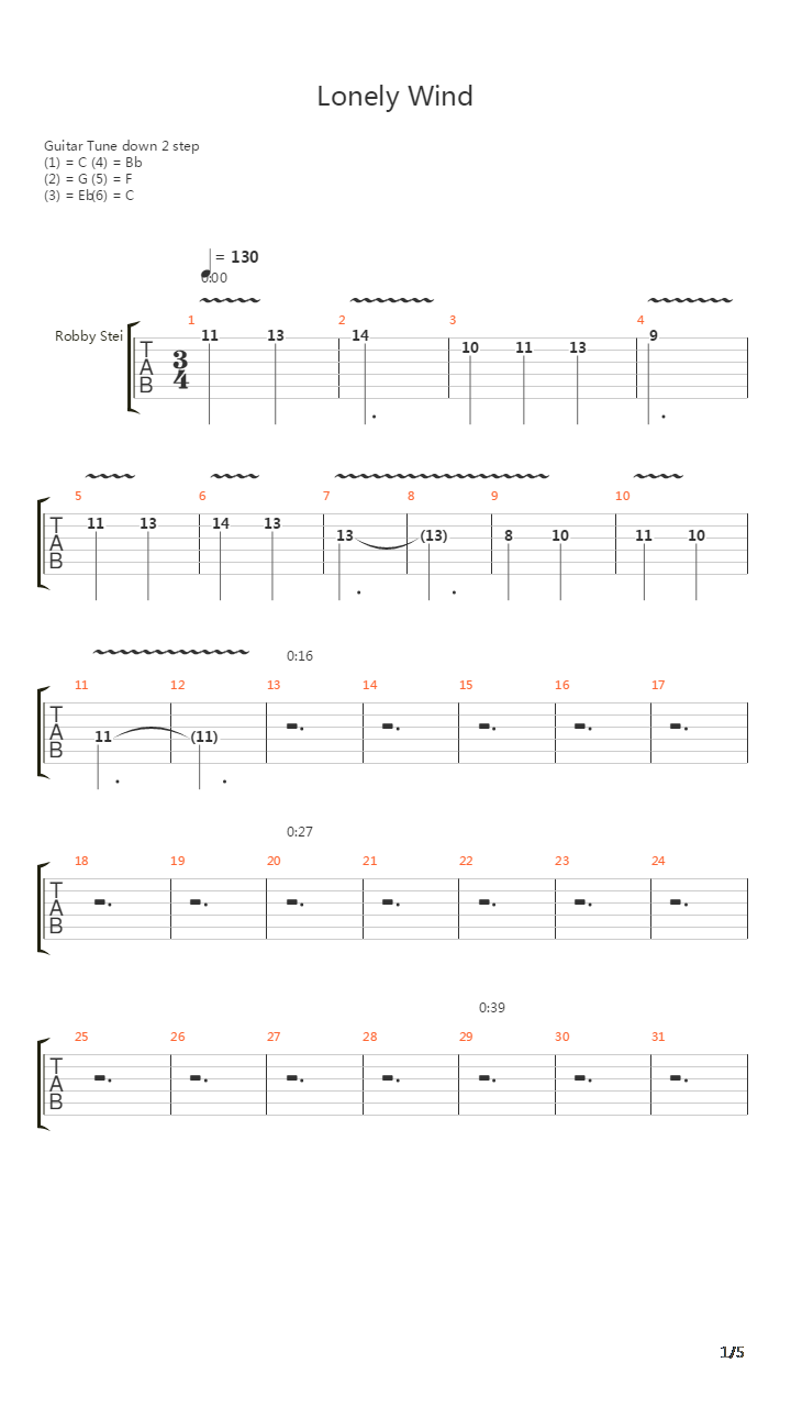 Lonely Wind吉他谱