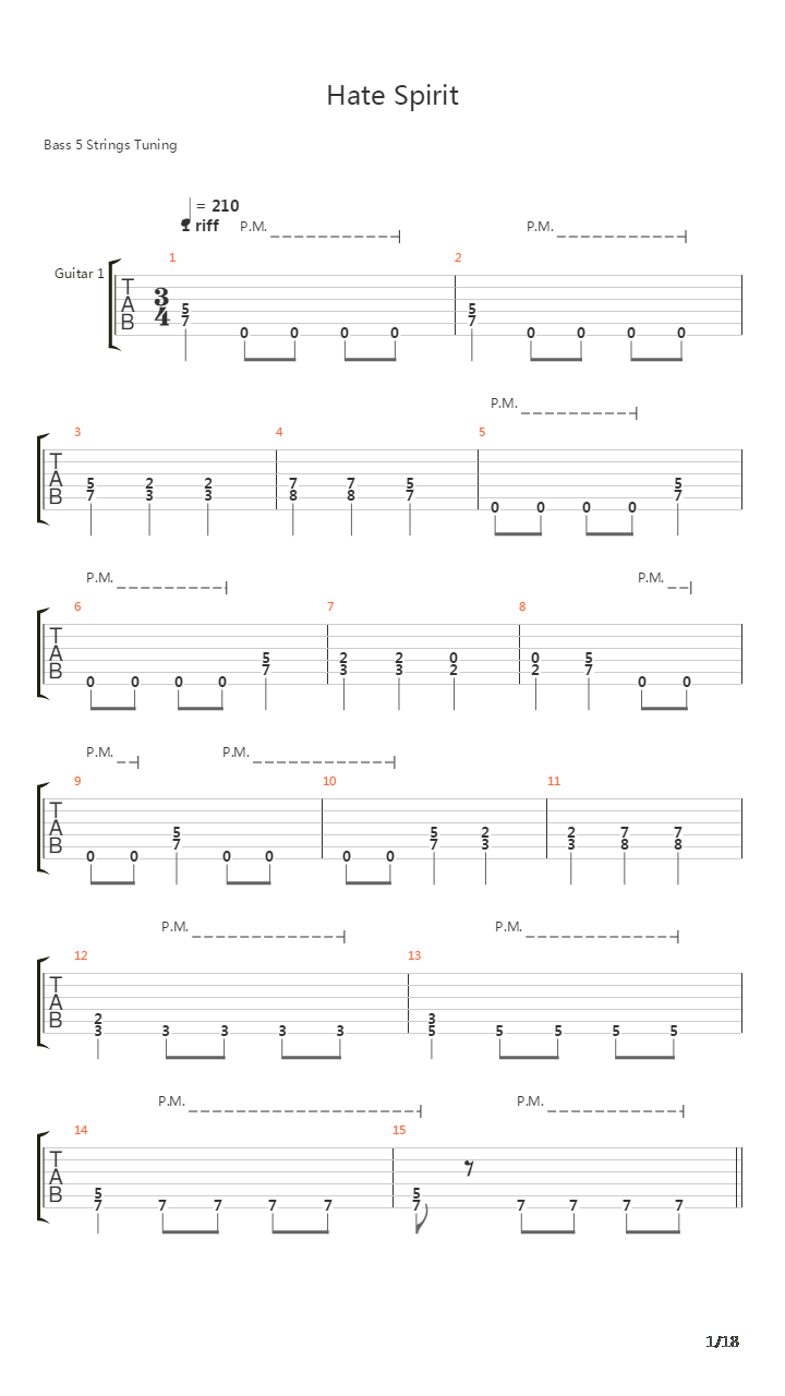 Hate Spirit吉他谱