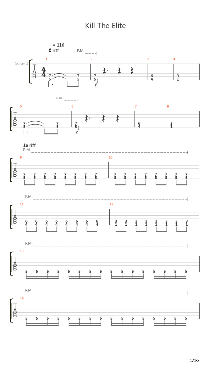 Kill The Elite吉他谱