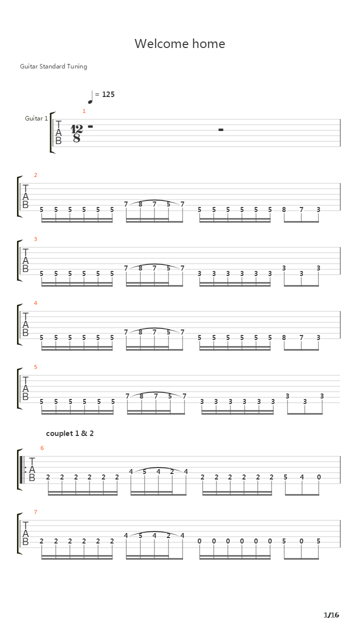 Welcome Home吉他谱