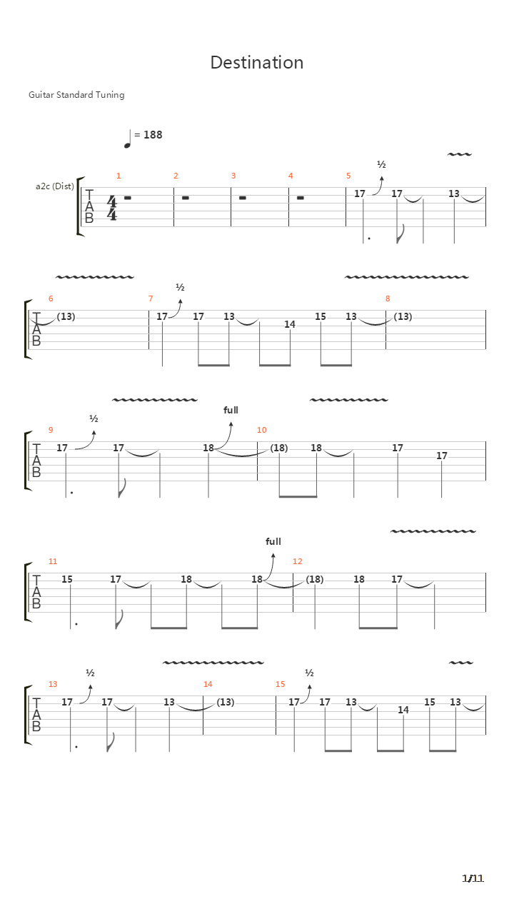Destination吉他谱