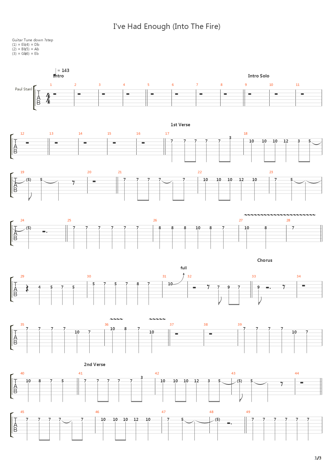 Ive Had Enough Into The Fire吉他谱