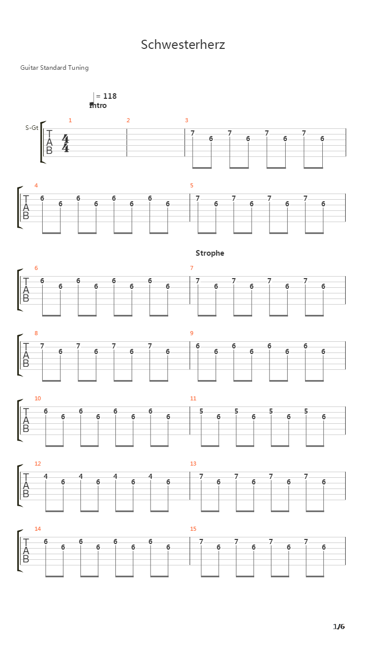 Schwesterherz吉他谱
