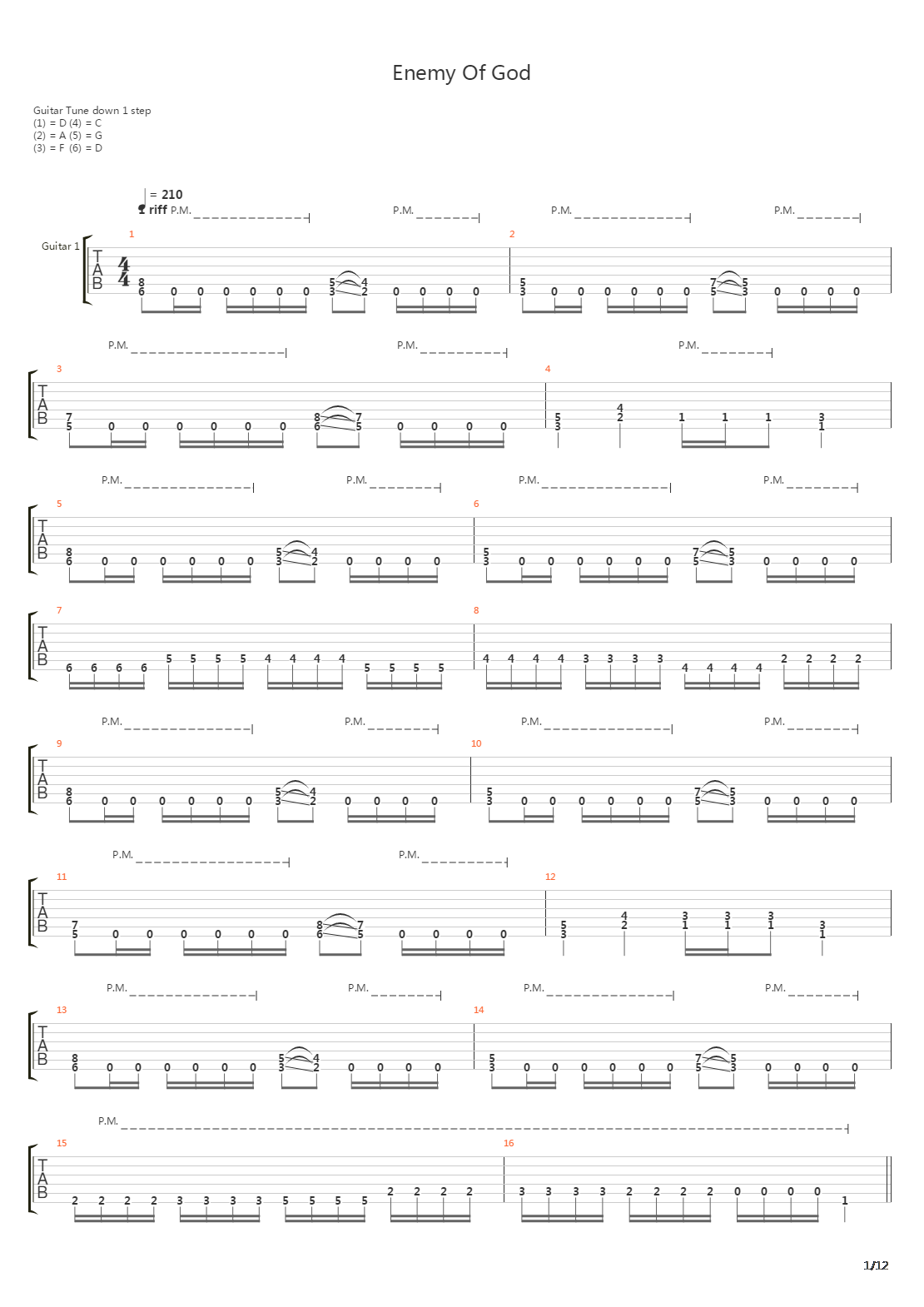 Enemy Of God吉他谱