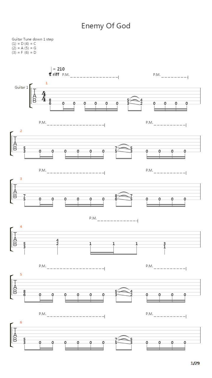 Enemy Of God吉他谱