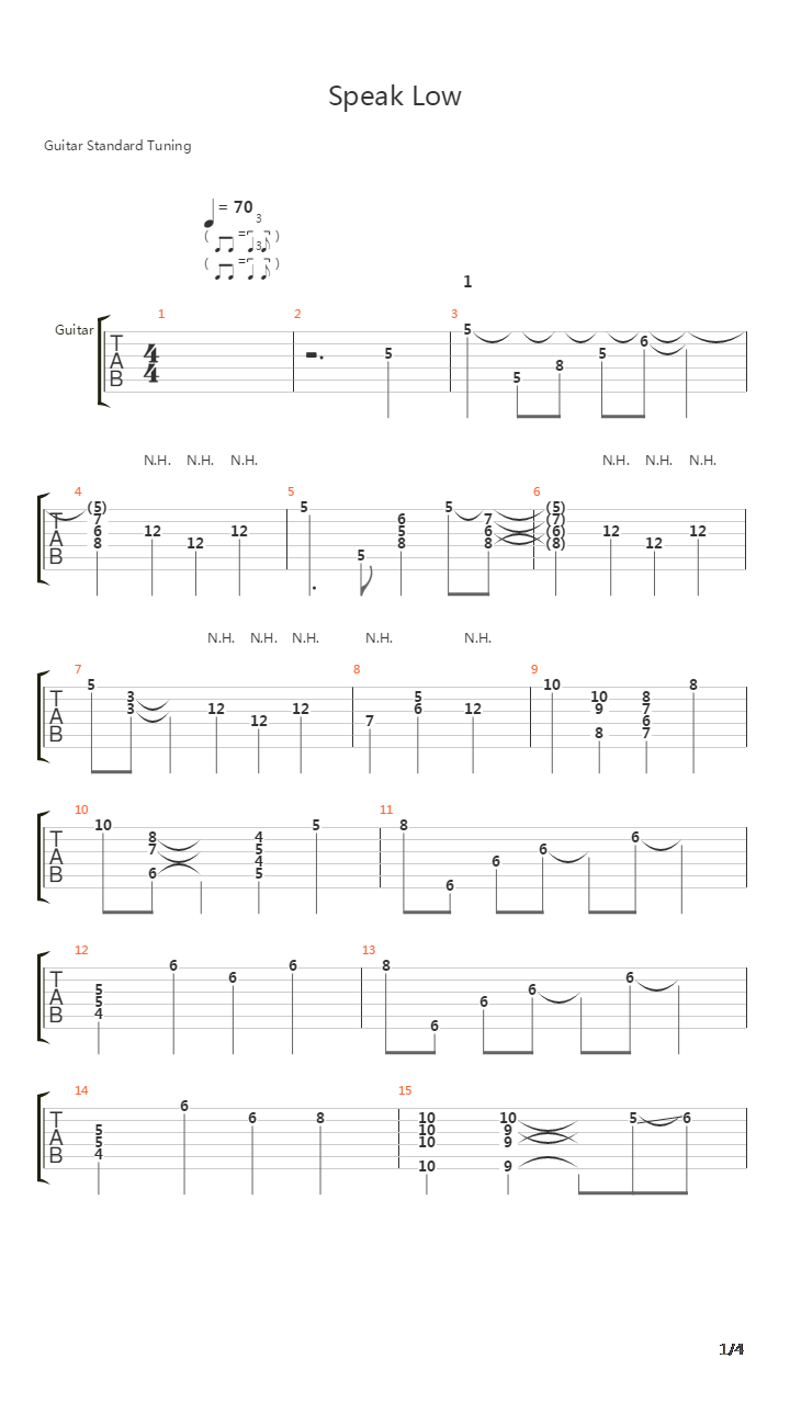 Speak Low吉他谱