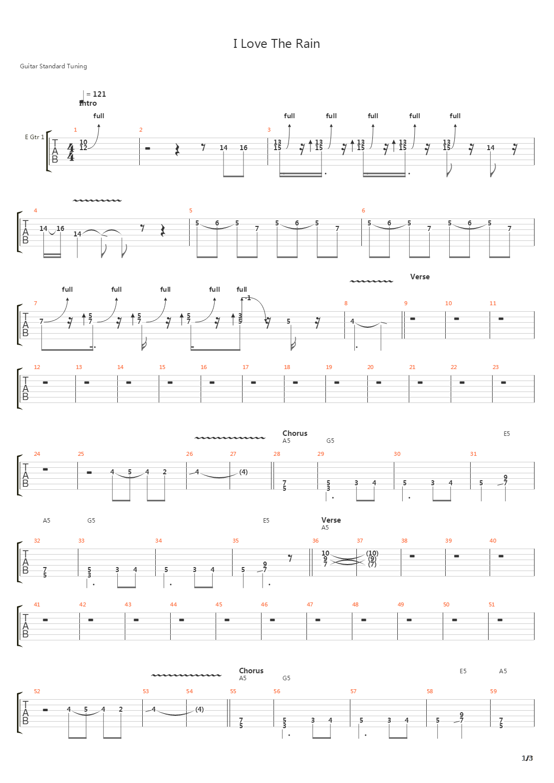 I Love The Rain吉他谱