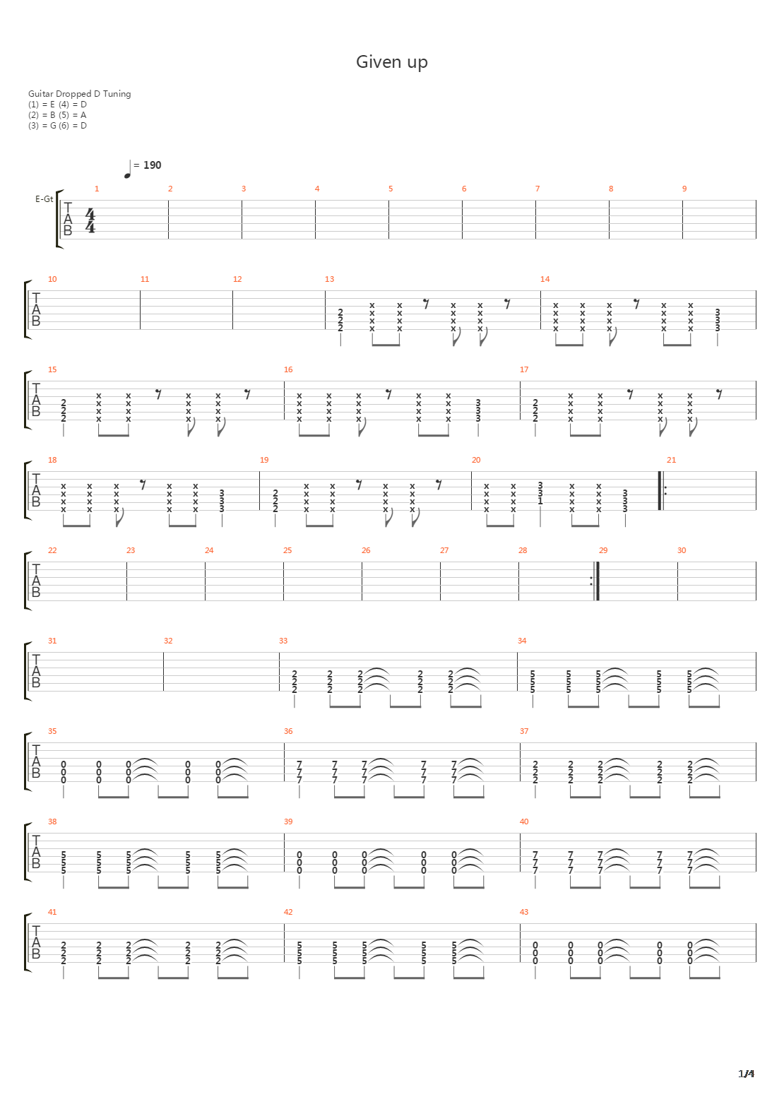 Given Up吉他谱
