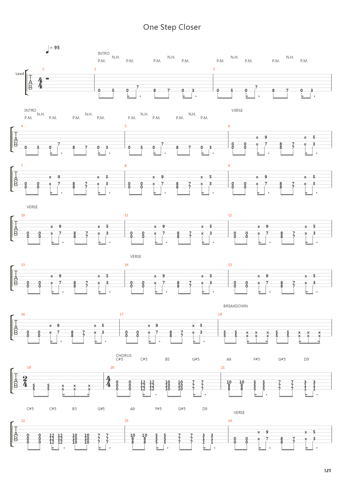 One Step Closer吉他谱