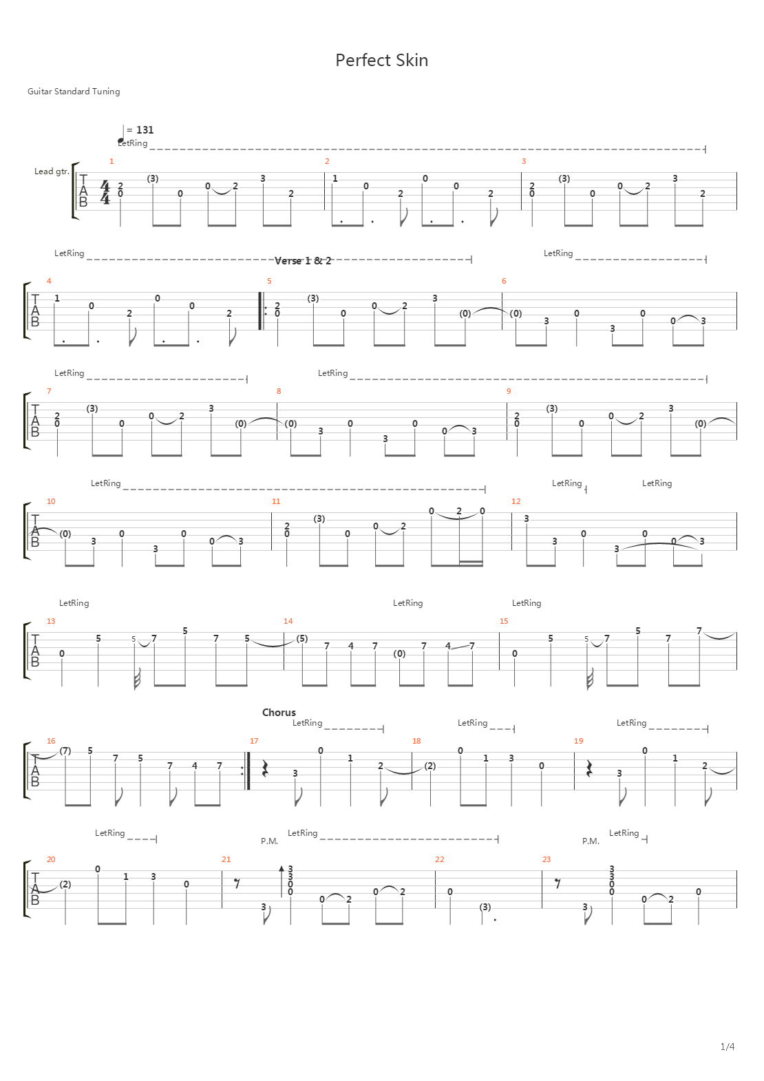 Perfect Skin吉他谱