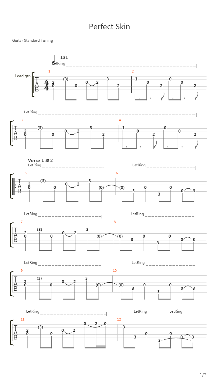 Perfect Skin吉他谱