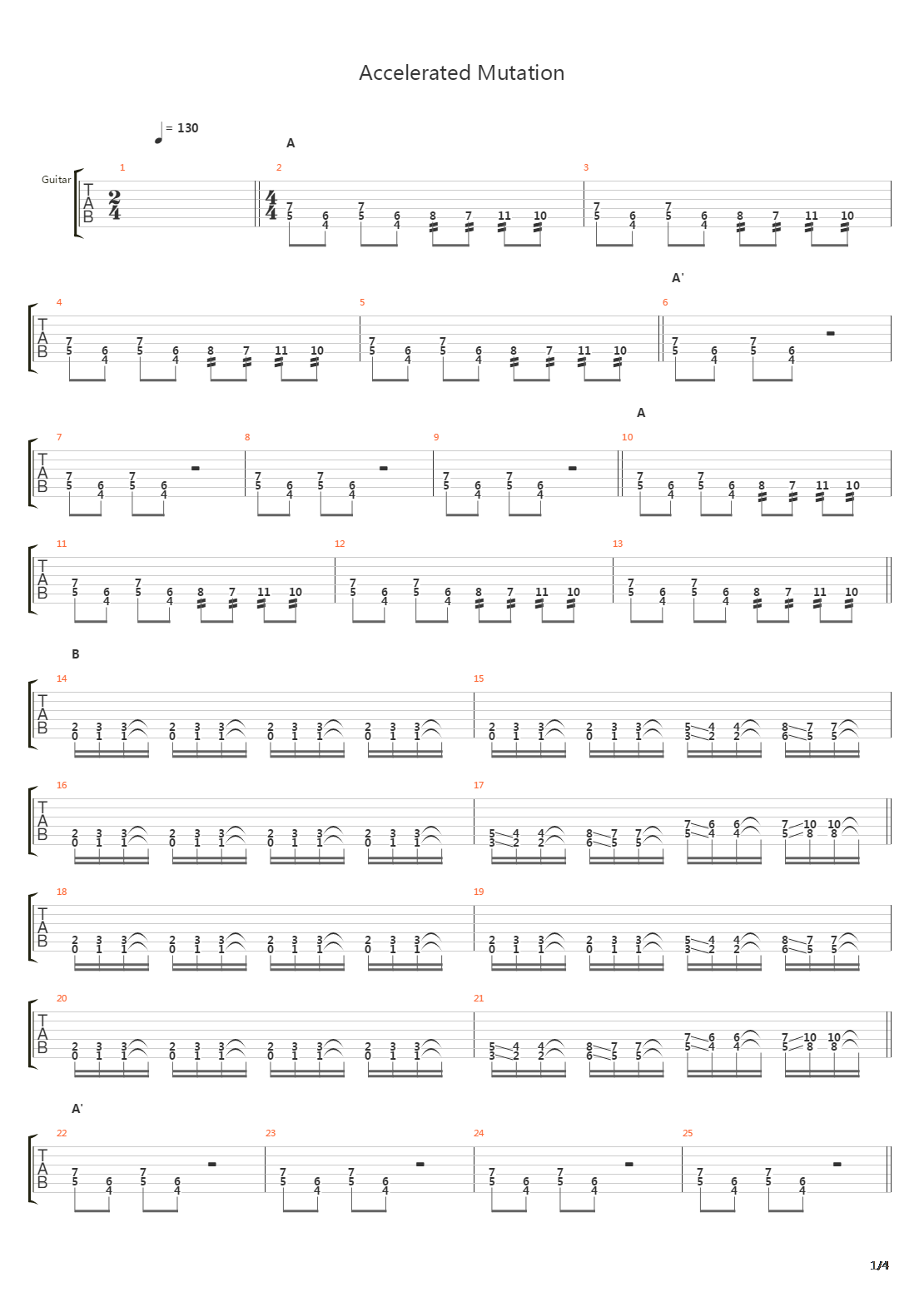 Accelerated Mutation吉他谱