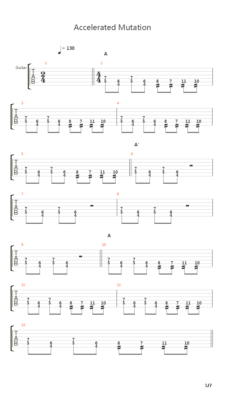 Accelerated Mutation吉他谱