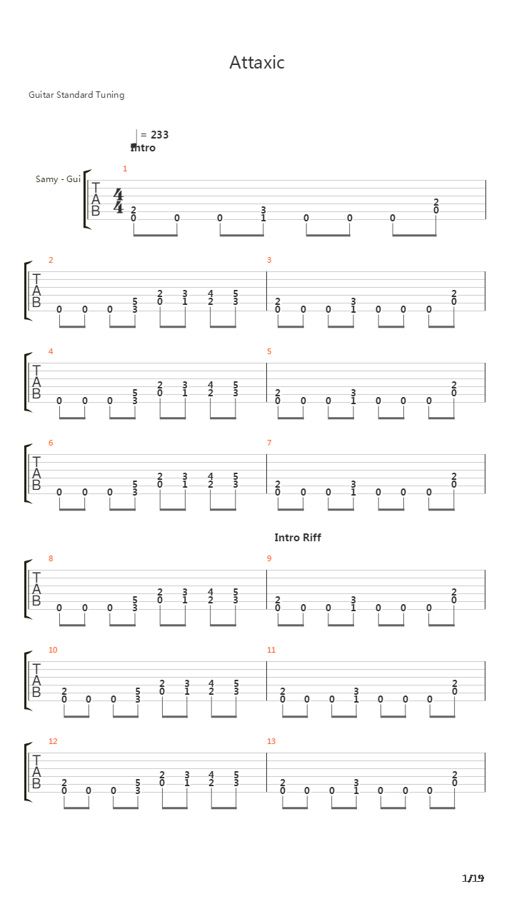 Attaxic吉他谱