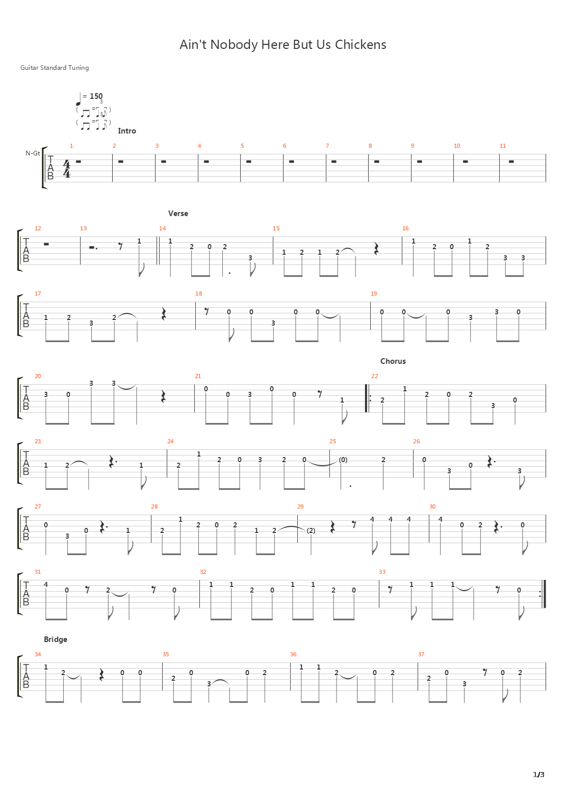 Aint Nobody Here But Us Chickens吉他谱