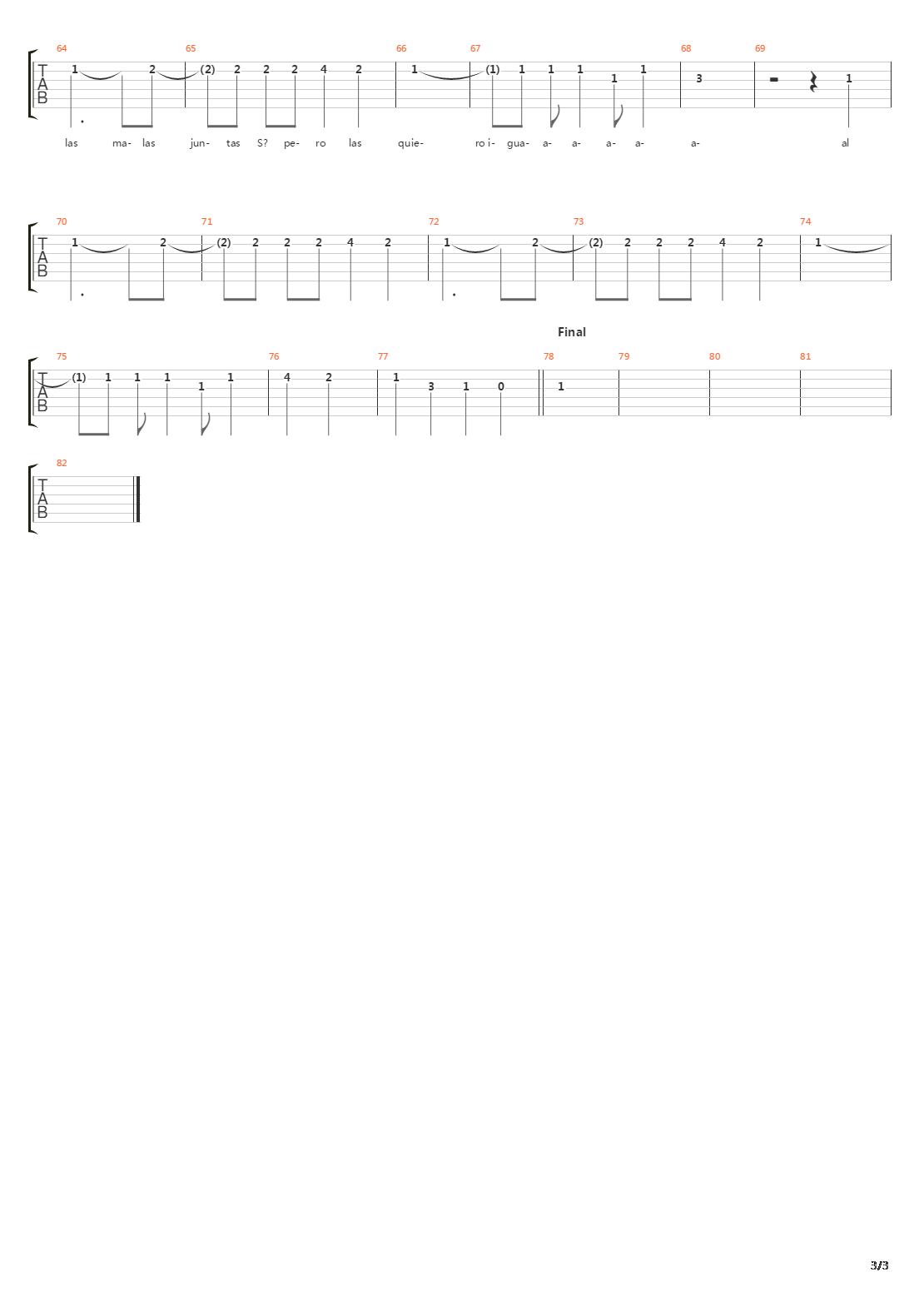 Malas Juntas吉他谱