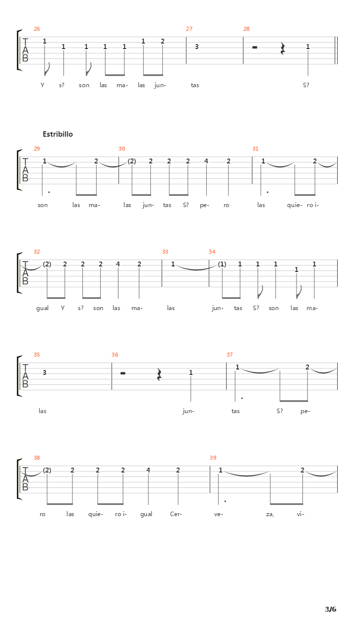 Malas Juntas吉他谱