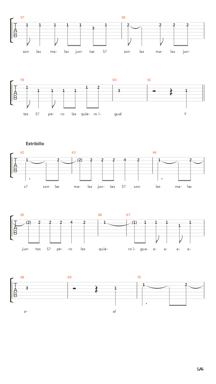 Malas Juntas吉他谱