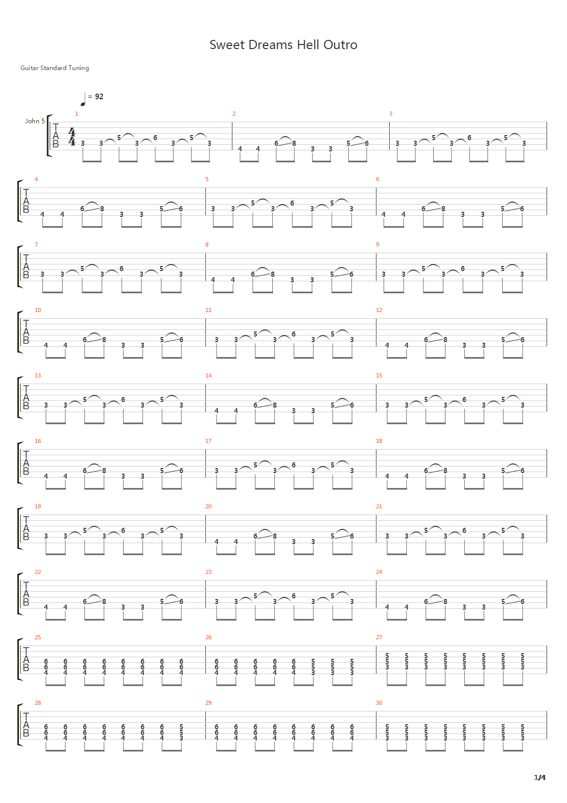 Sweet Dreams Hell Outro吉他谱