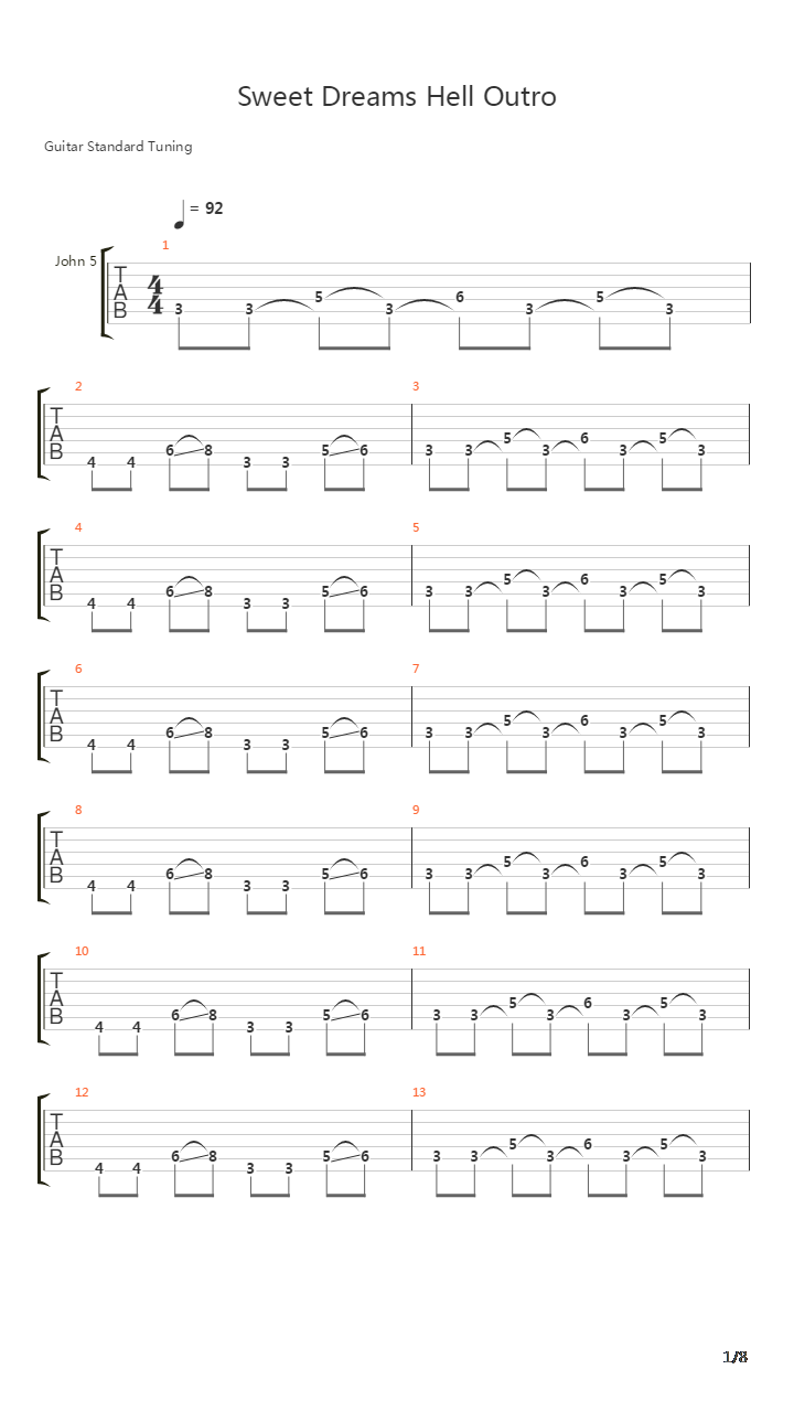 Sweet Dreams Hell Outro吉他谱