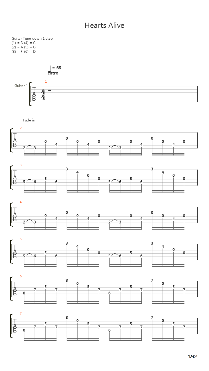Hearts Alive吉他谱