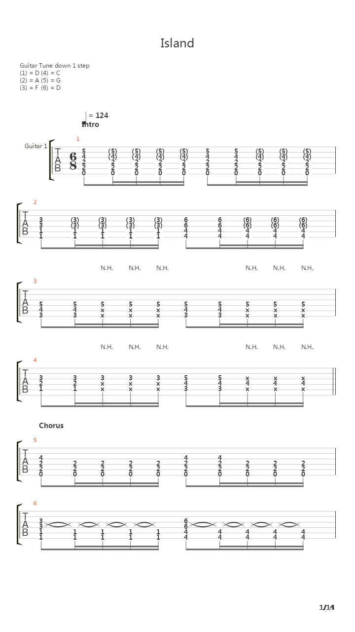 Island吉他谱