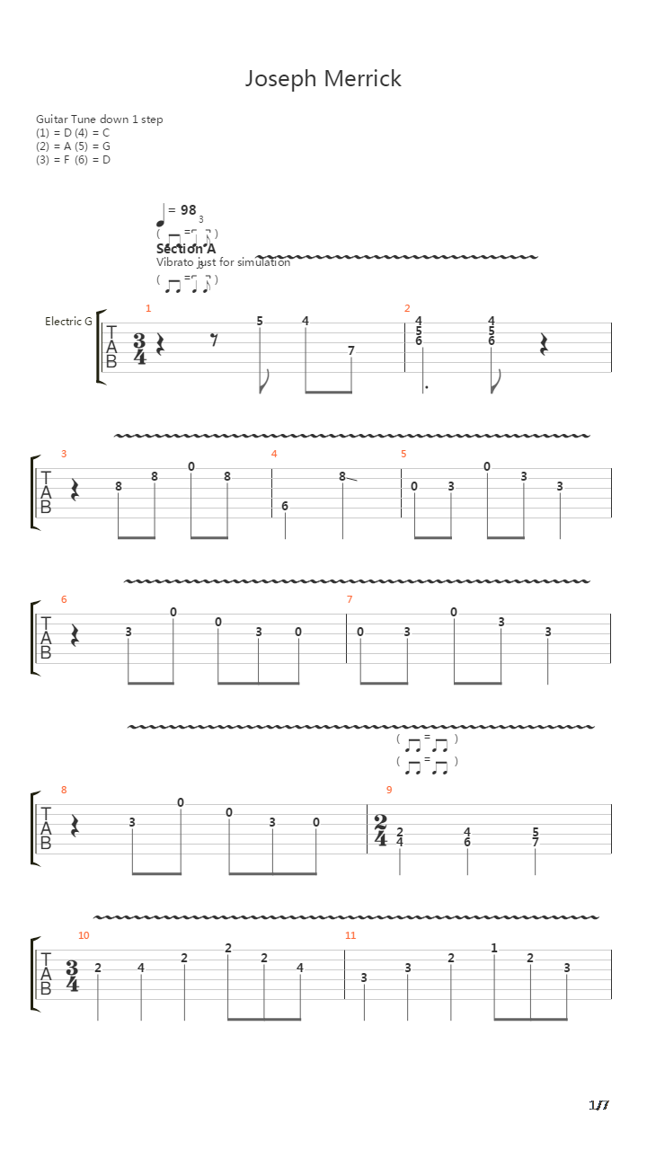 Joseph Merrick吉他谱