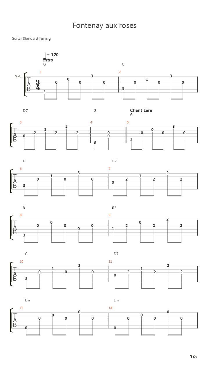 Fontenay-Aux-Roses吉他谱