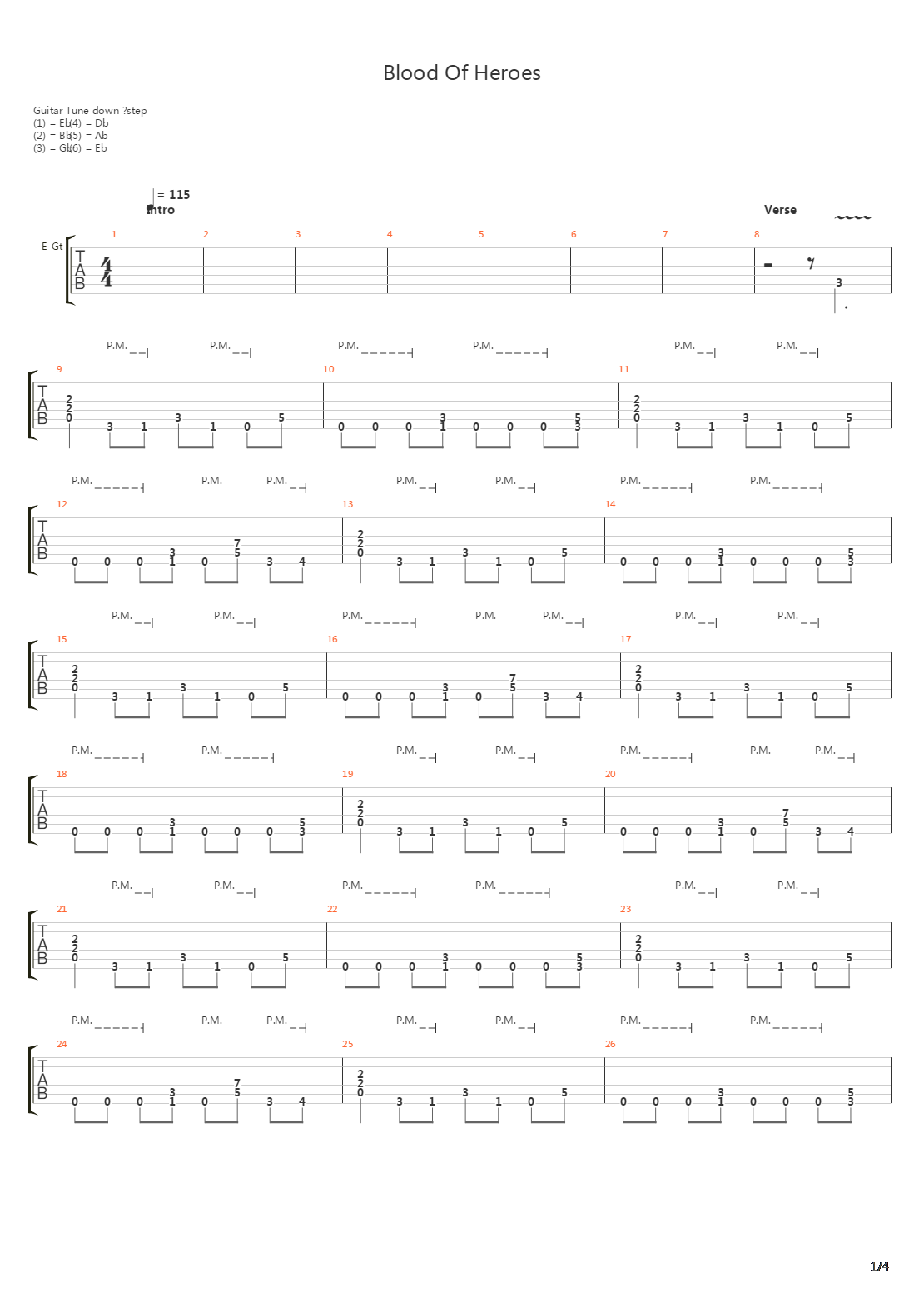 Blood Of Heroes吉他谱