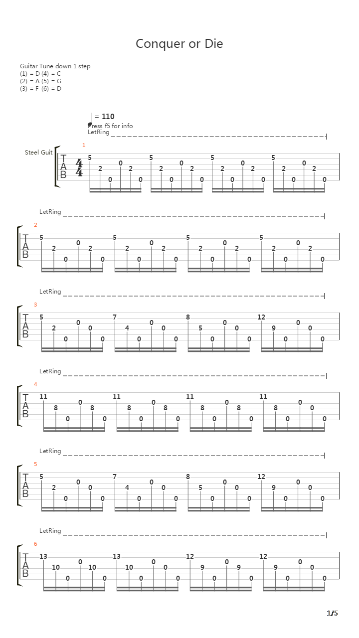 Conquer Or Die吉他谱