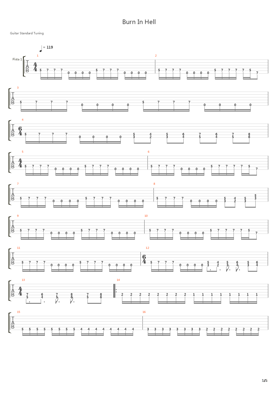 Burn In Hell吉他谱