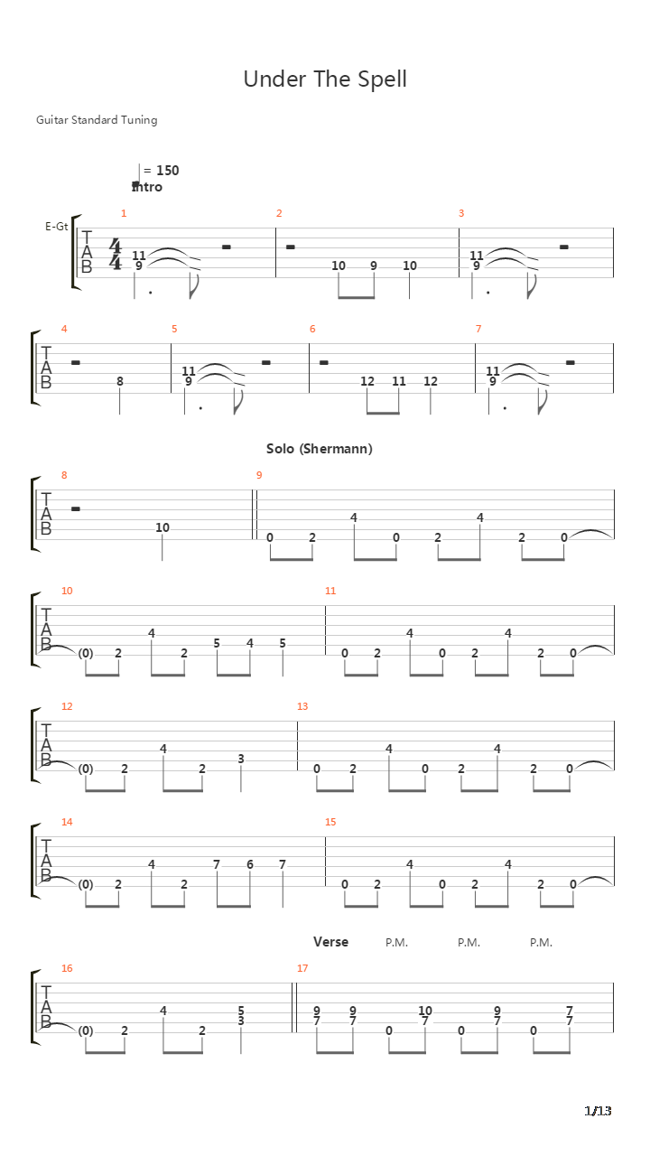 Under The Spell吉他谱
