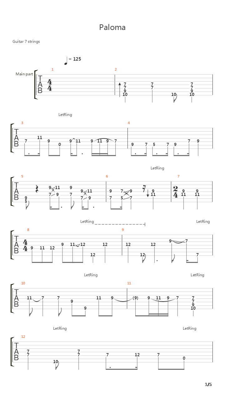 Paloma吉他谱