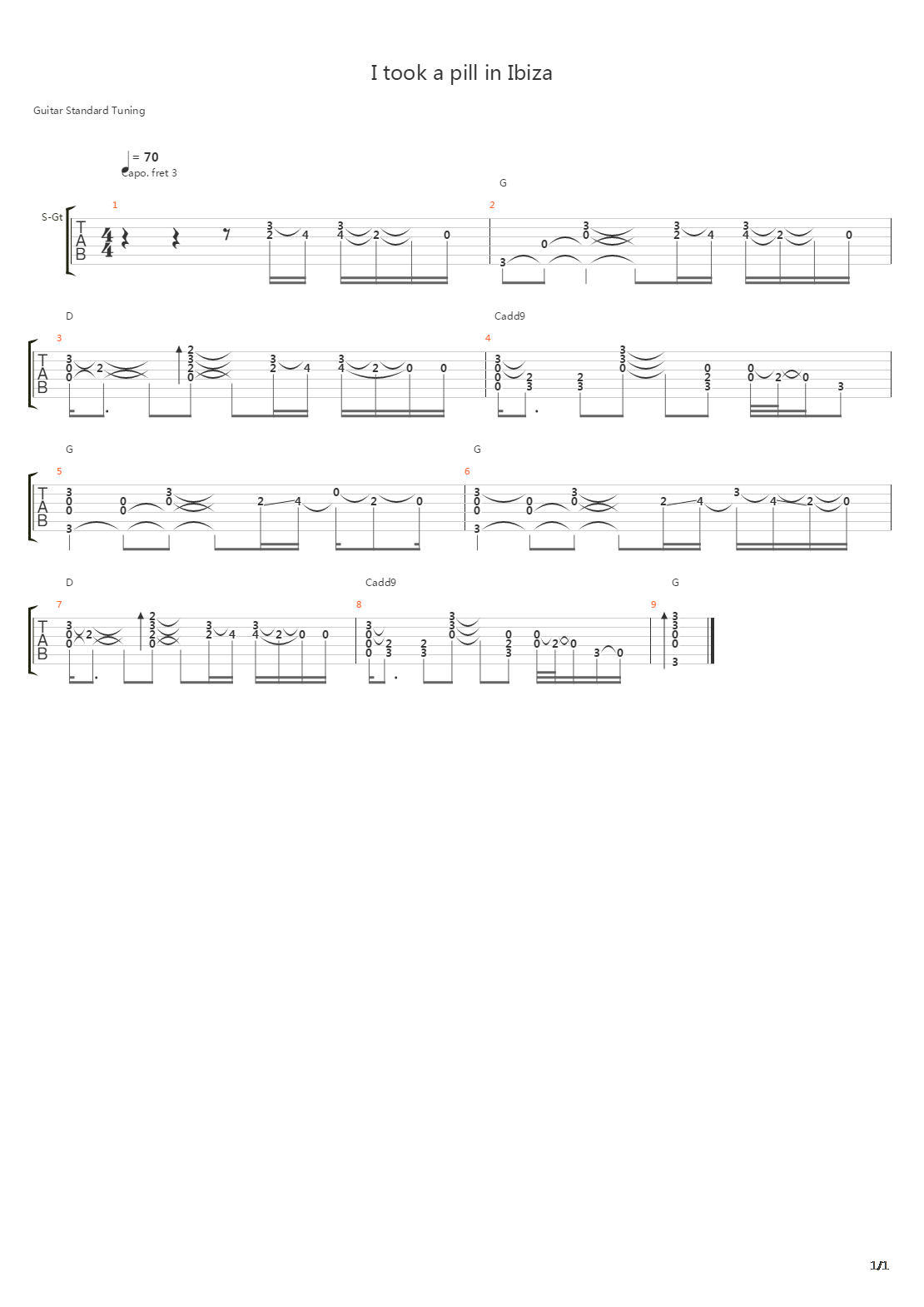 I Took A Pill In Ibiza Acoustic吉他谱