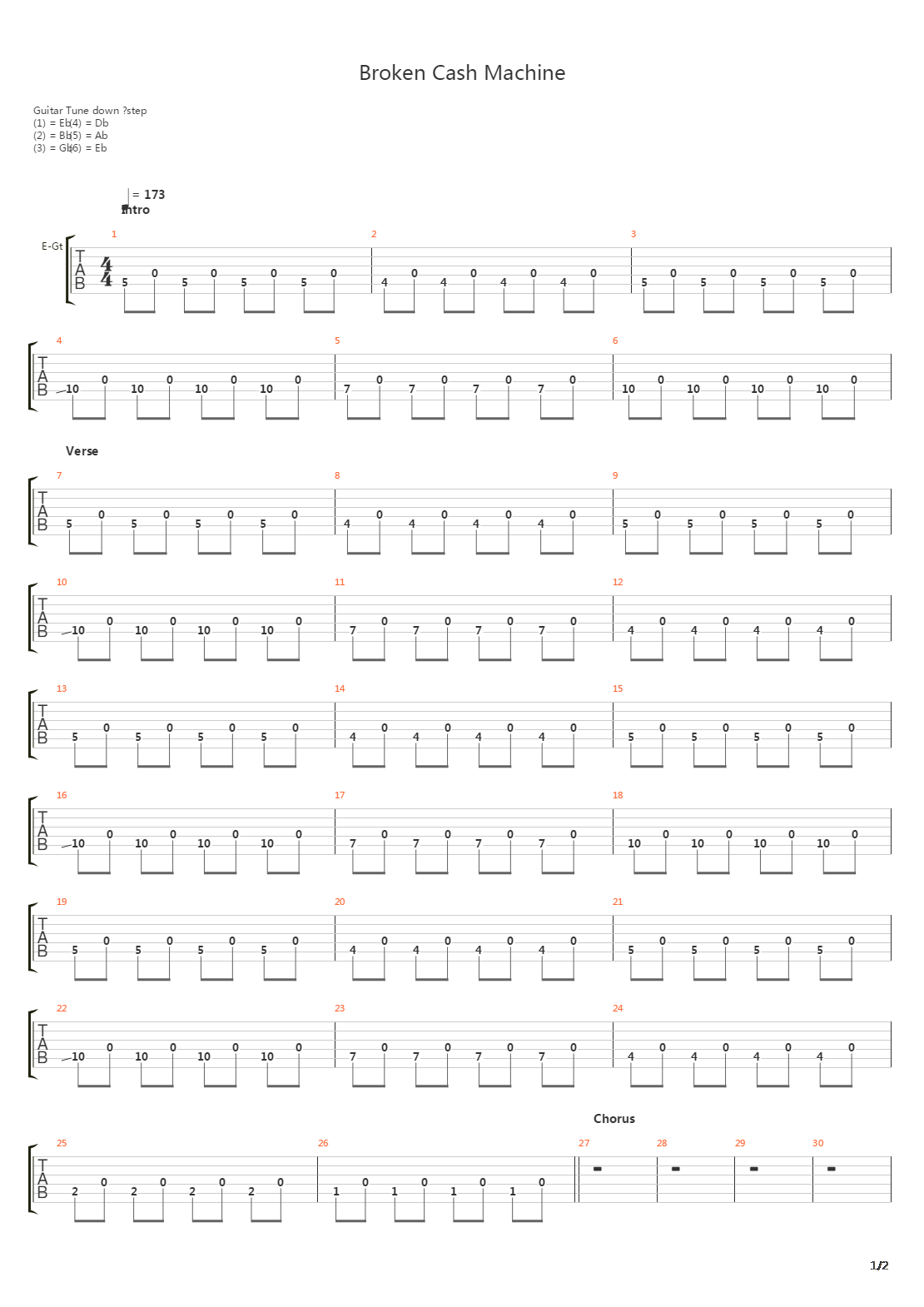 Broken Cash Machine吉他谱