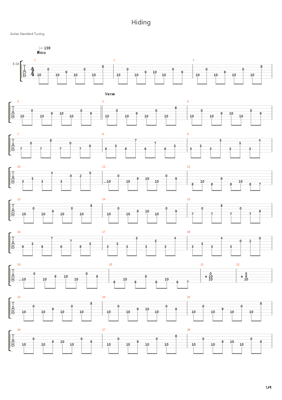 Hiding吉他谱