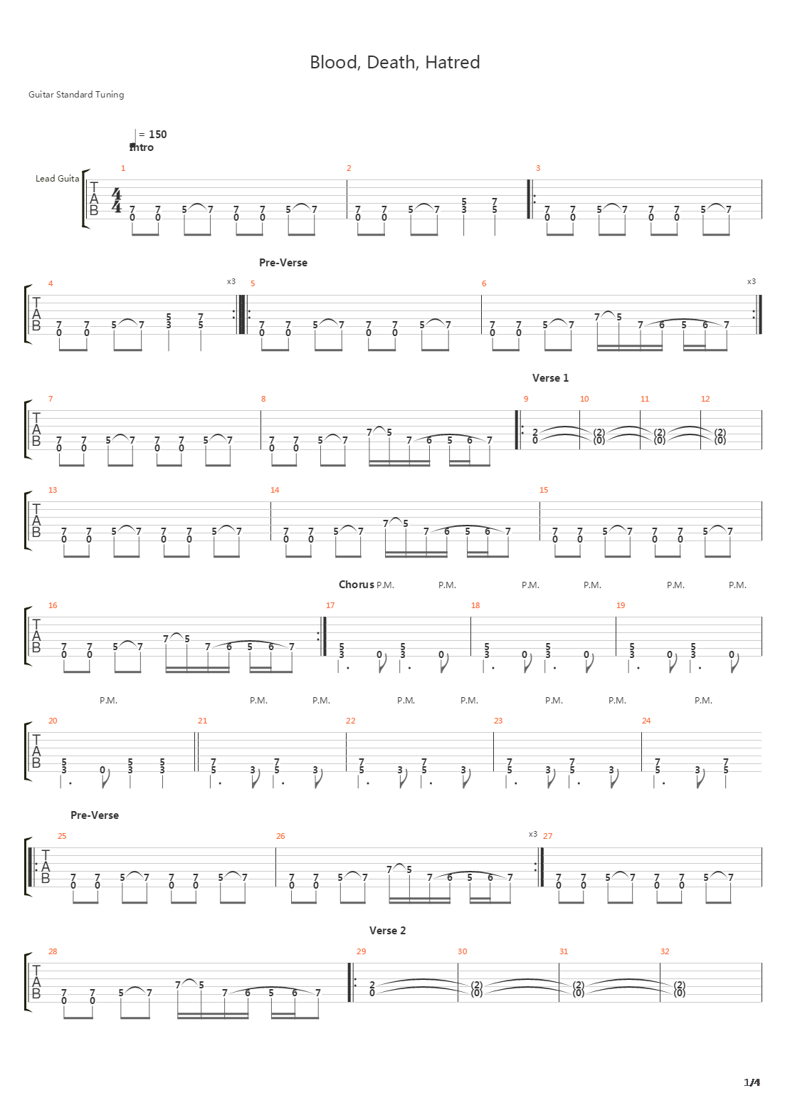 Blood Death Hatred吉他谱