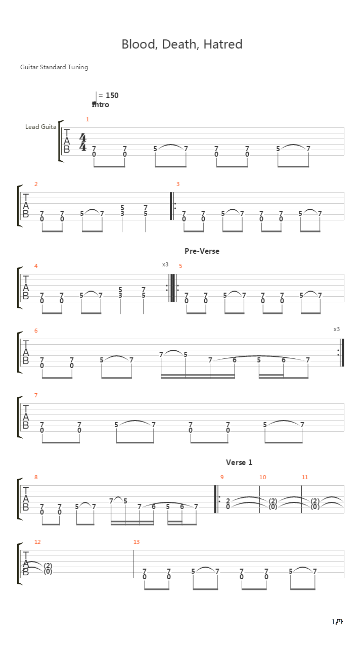 Blood Death Hatred吉他谱