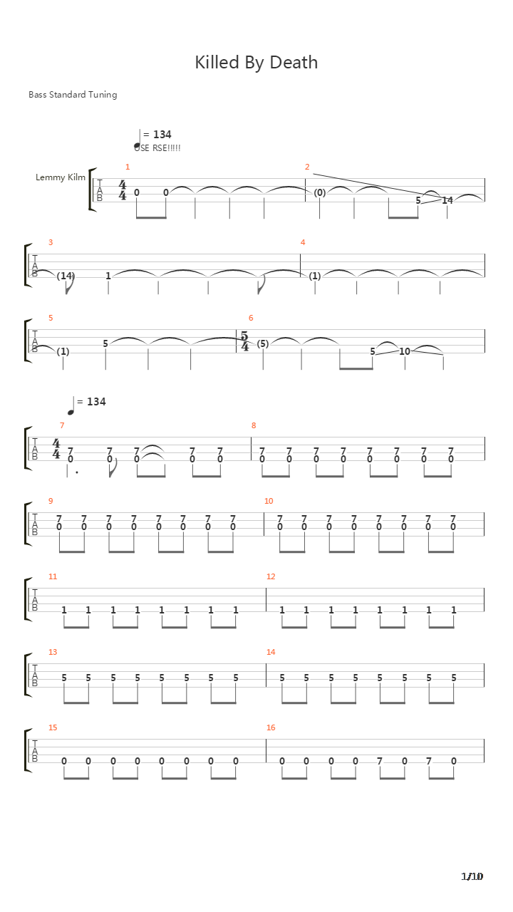Killed By Death吉他谱